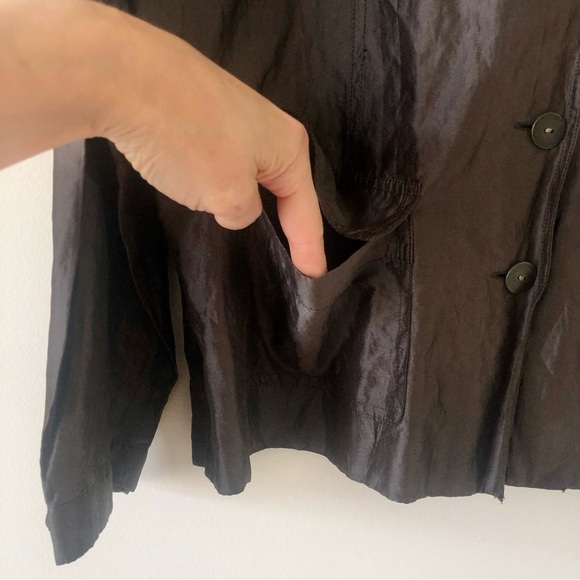 Chico’s Silk Blend Dark Brown Lightweight Blazer Size 12 - Picture 3 of 6